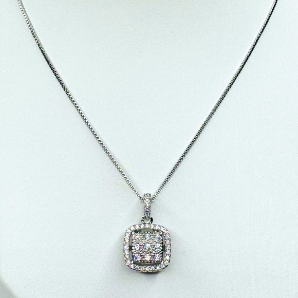 Cushion-Cut Pendant Necklace with Halo - Picture 1 of 5